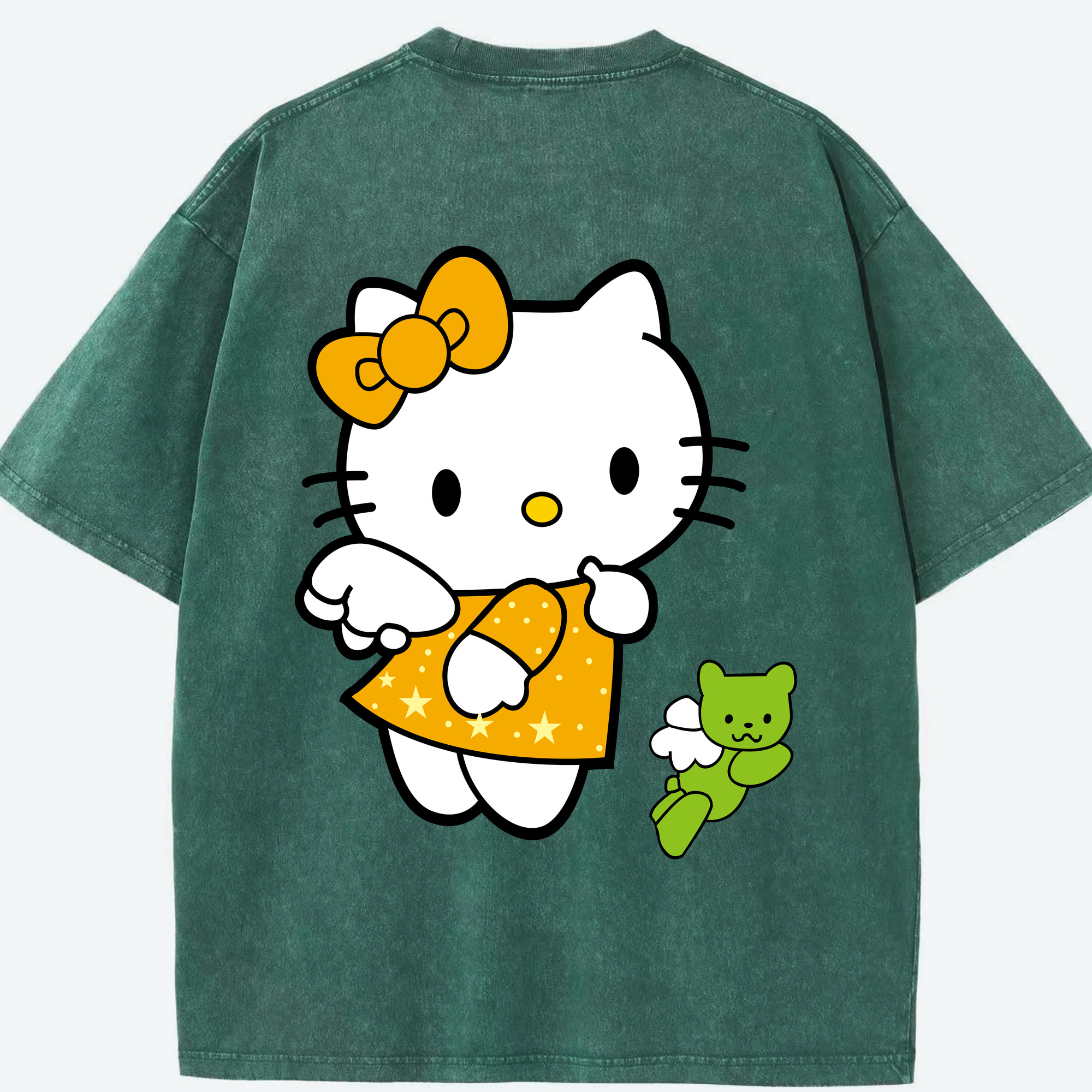 （画像用） Hello Kitty ハローキティ 綿100% ヴィンテージ風 半袖Tシャツ（背面プリント）